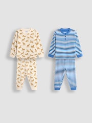 JoJo Maman Bébé Toffee Leopard Rib Pyjamas 2 Pack - Image 4 of 11