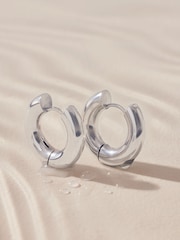 Silver Tone Stainless Steel Chubby Hoop Earrings - Image 7 of 7