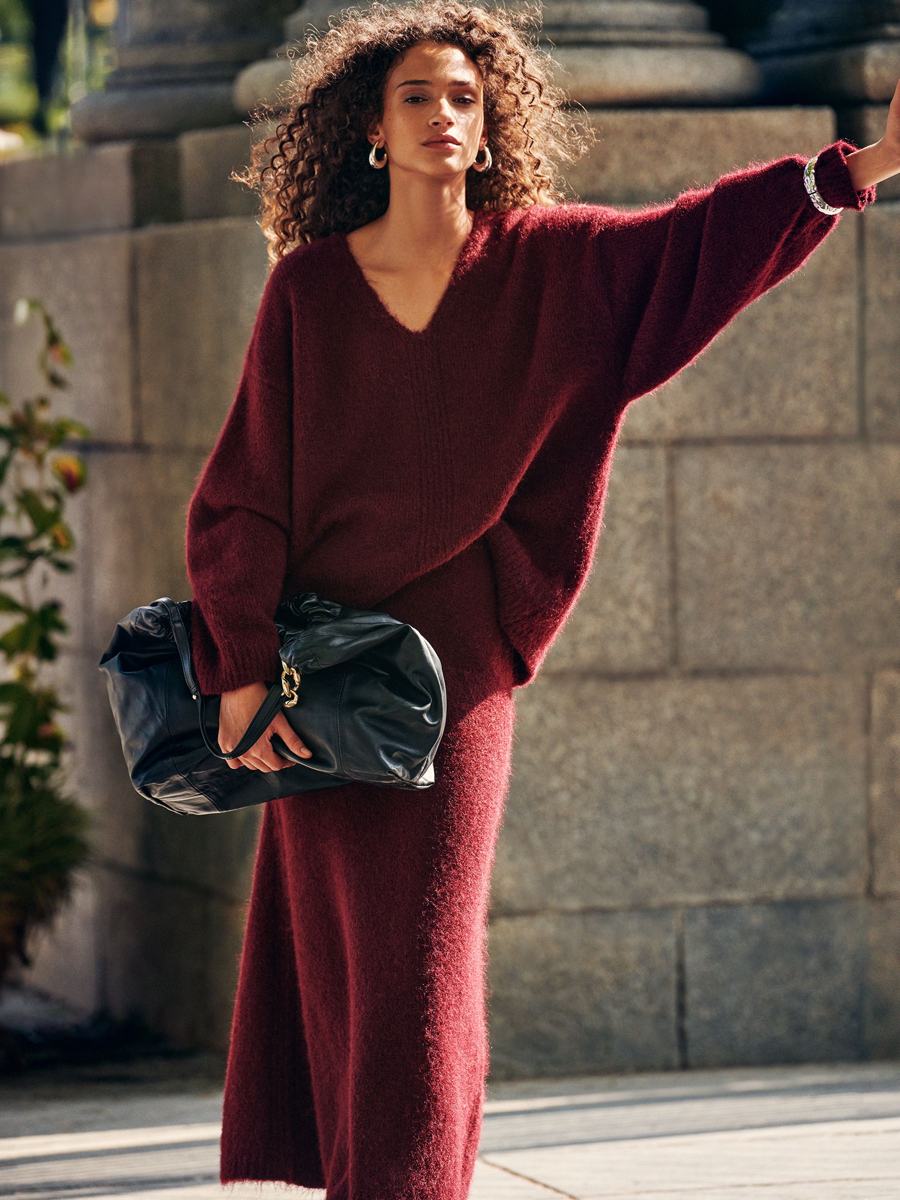 Red long knit skirts new arrivals
