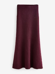 Red Burgundy Co-ord Soft Touch Column Knitted Maxi Skirt with Wool - Image 3 of 4