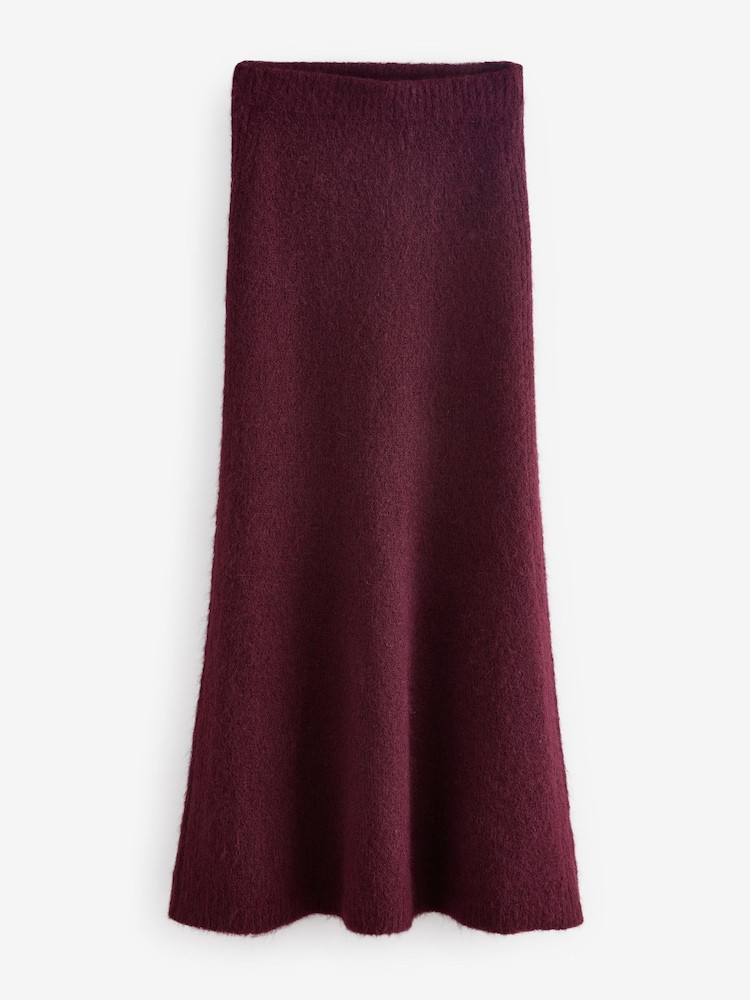 Buy Red Burgundy Co-ord Soft Touch Column Knitted Maxi Skirt with