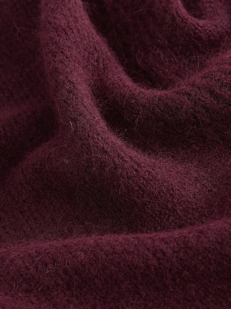 Red Burgundy Co-ord Soft Touch Column Knitted Maxi Skirt with Wool - Image 4 of 4