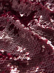 Burgundy Red Long Sleeve Sequin Bardot Mini Dress - Image 8 of 8