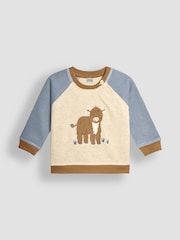 JoJo Maman Bébé Blue Cow Sweatshirt & Jogger Baby Set - Image 2 of 5