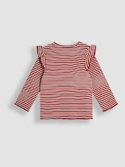 JoJo Maman Bébé 2-Pack Cherry & Stripe Frill Rib Tops - Imagen 5 de 5