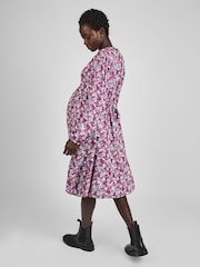 JoJo Maman Bébé Navy Blue Floral Print Tiered Mini Maternity Dress - Image 2 of 6