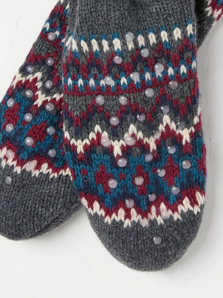 FatFace Grey Mens Fair Isle Pattern Bedsocks - Image 2 of 2