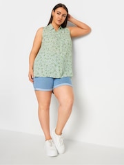 Yours Curve Green Sleeveless Blouse - Image 2 of 5