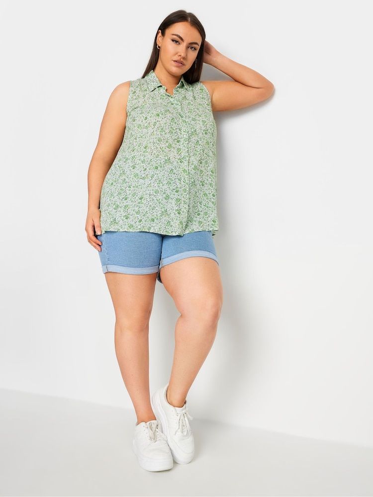Yours Curve Green Sleeveless Blouse - Image 2 of 5