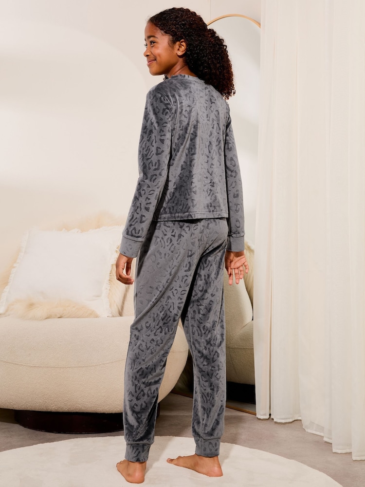 Velours gris Animal - Lipsy pyjama noué devant confortable (5-16 ans) - Image 3 of 4