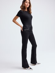 Black Embellished Supersoft Flare Jeans - Image 2 of 7