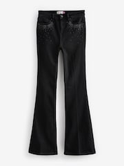Black Embellished Supersoft Flare Jeans - Image 4 of 7