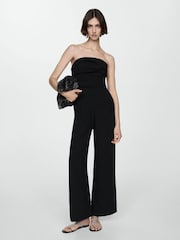 Mango Black Strapless Jumpsuit - Image 1 of 6