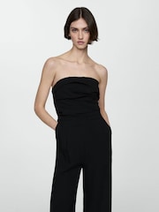Mango Black Strapless Jumpsuit - Image 3 of 6