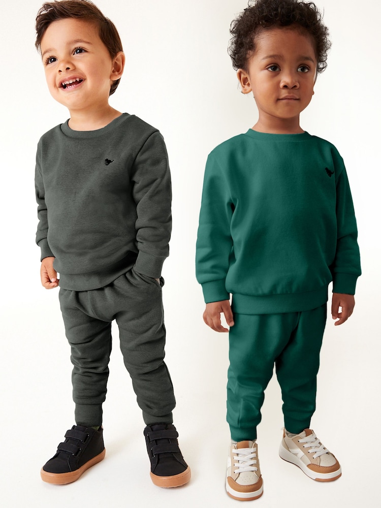 Oglje siva/zelena - zgornji del trenirke; majica za vadbe in lahke hlače za prosti čas 2 Pack Set (3mes-7yrs) - Slika 1 iz 8