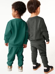 Oglje siva/zelena - zgornji del trenirke; majica za vadbe in lahke hlače za prosti čas 2 Pack Set (3mes-7yrs) - Slika 2 iz 8