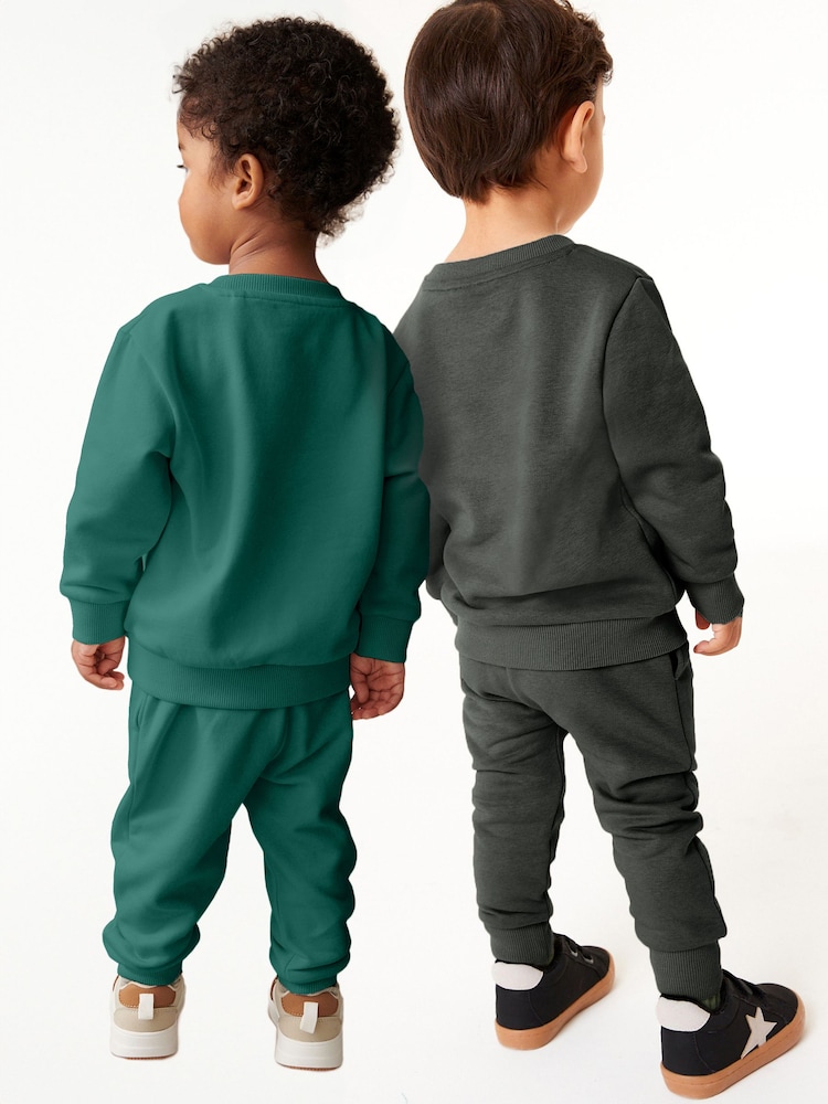 Oglje siva/zelena - zgornji del trenirke; majica za vadbe in lahke hlače za prosti čas 2 Pack Set (3mes-7yrs) - Slika 2 iz 8