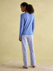 Joules Lyla Blue Jersey Pyjama Set - Image 2 of 8