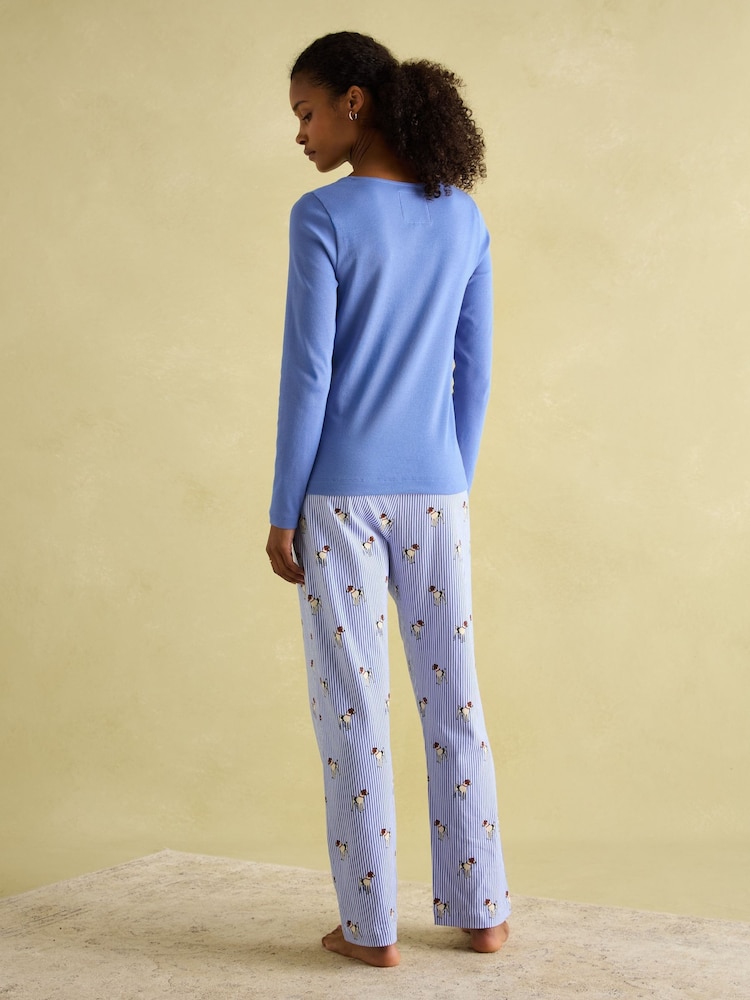 Joules Lyla Blue Jersey Pyjama Set - Image 2 of 8