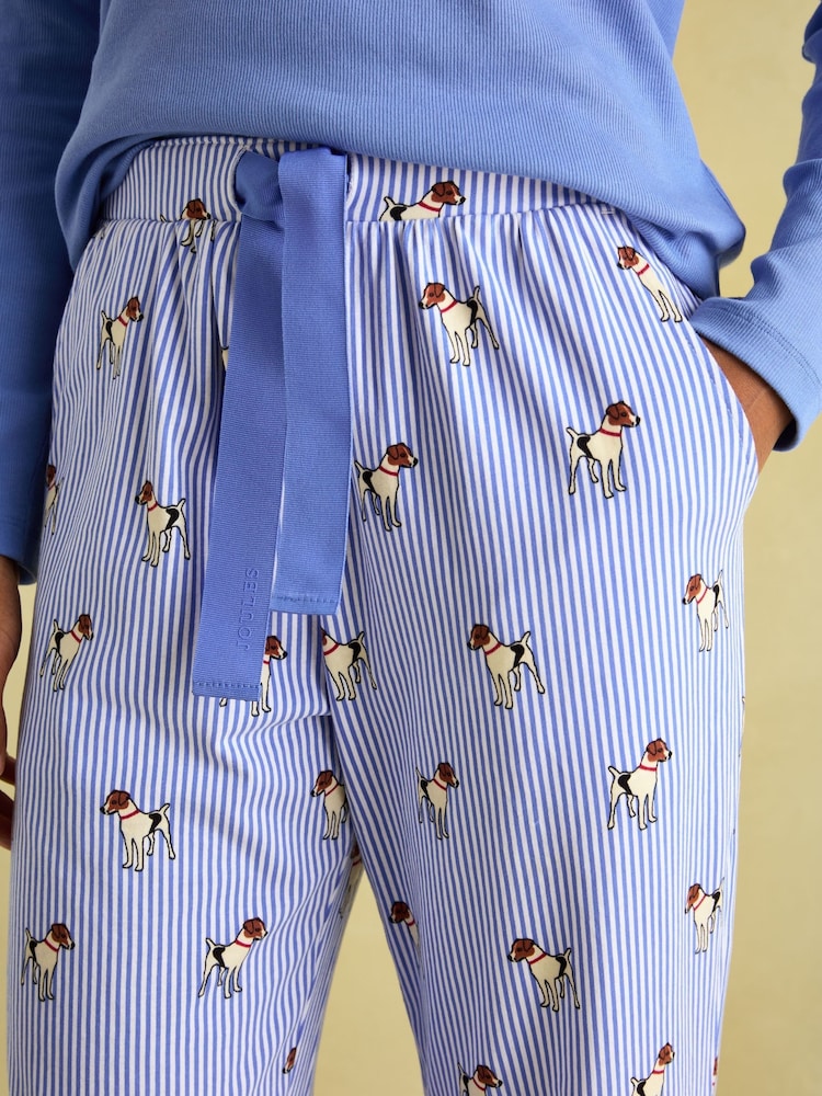 Joules Lyla Blue Jersey Pyjama Set - Image 5 of 8