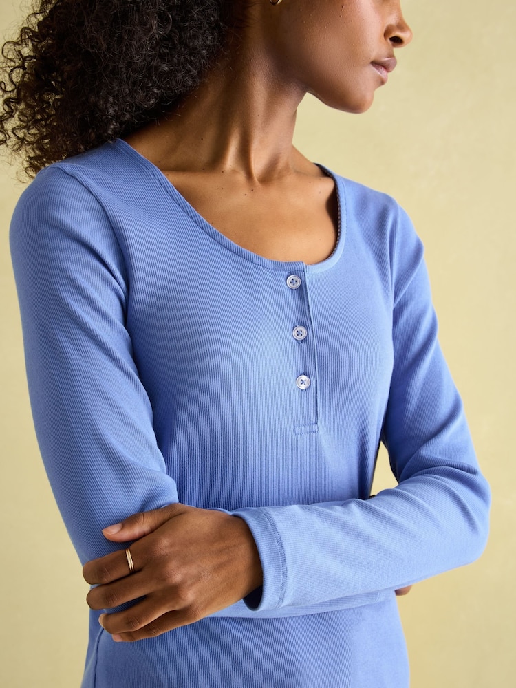 Joules Lyla Blue Jersey Pyjama Set - Image 6 of 8