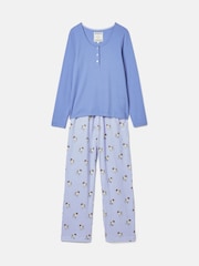 Joules Lyla Blue Jersey Pyjama Set - Image 7 of 8