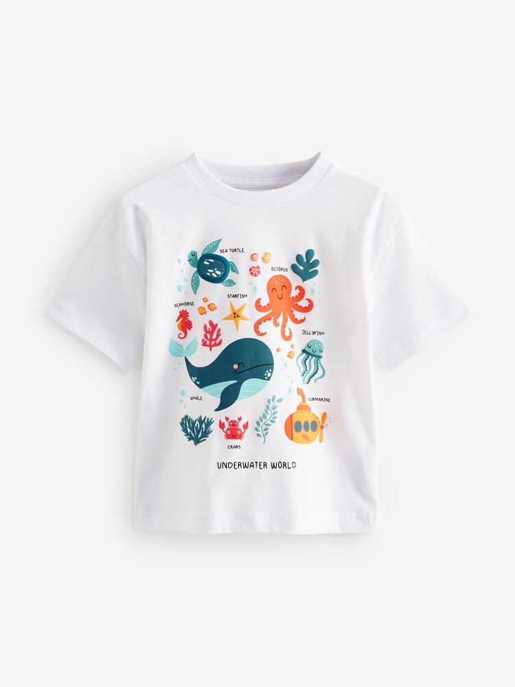 White Sea Animals Short Sleeve Character T-Shirt (3mths-7yrs) - Image 1 of 3