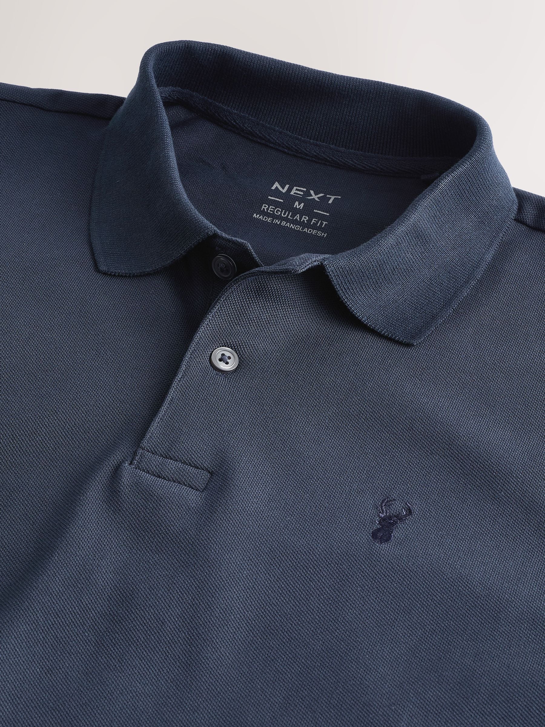 Buy Navy Blue Regular Fit Long Sleeve Pique Polo Shirt from Next USA