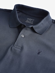 Navy Blue Long Sleeve Pique Polo Shirt - Image 8 of 8