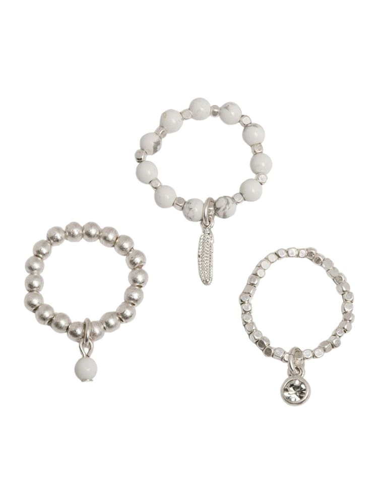 Bibi Bijoux Silver Tone Dreamcatcher Stretch Ring Set - Image 1 of 4