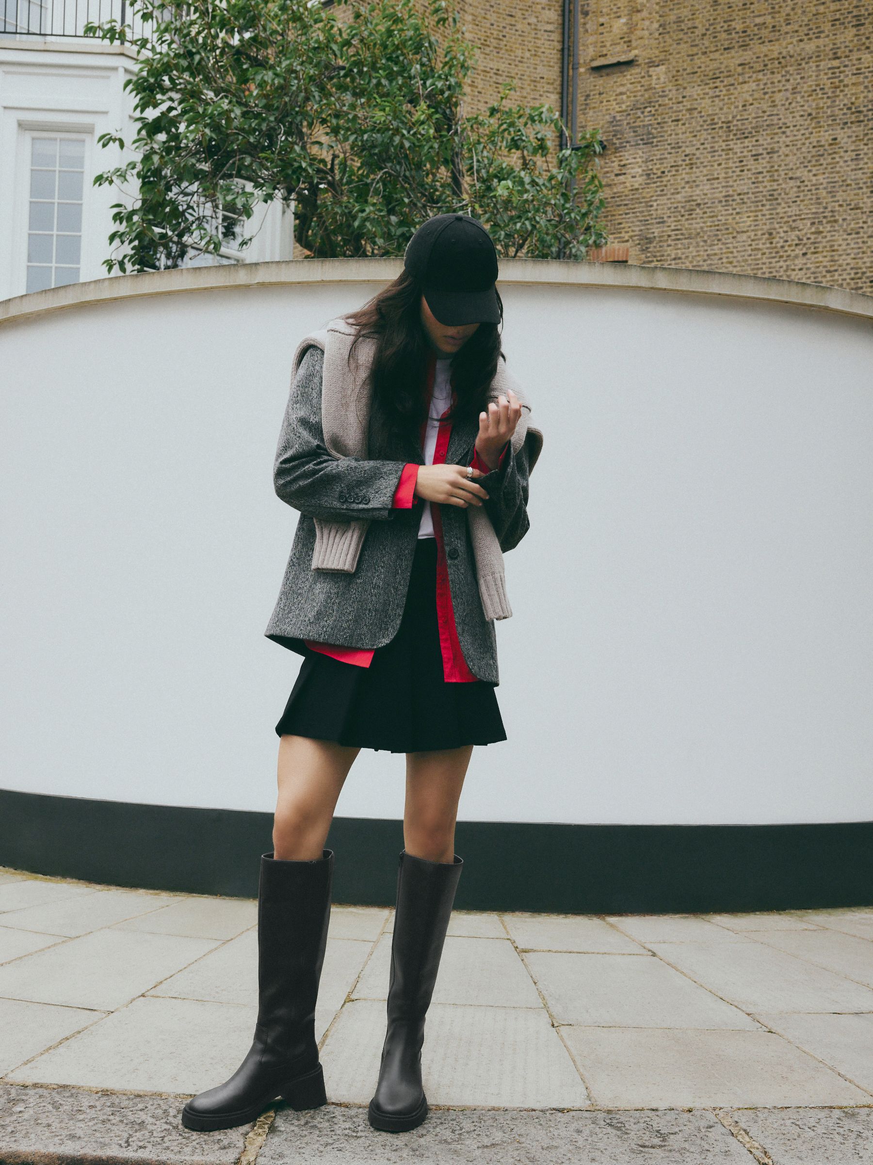 Skirt with knee high boots deals
