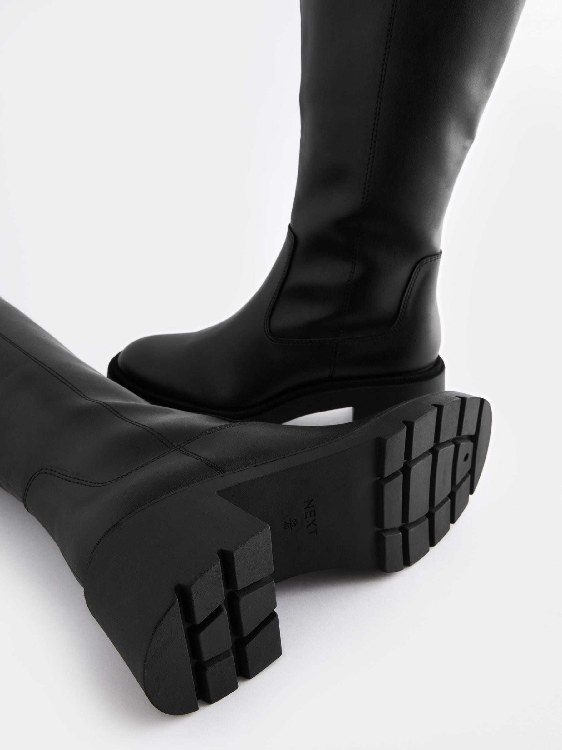 ロングブーツ HUECLOSET Deep Black String Long Boots HUECLOSET Deep Black String Long Boots