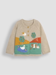 JoJo Maman Bébé Natural Duck & Guinea Pig Scene Cardigan - Image 1 of 3