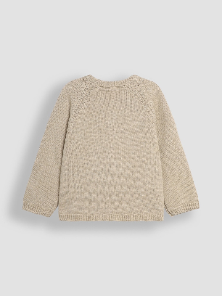 JoJo Maman Bébé Natural Duck & Guinea Pig Scene Cardigan - Image 2 of 3