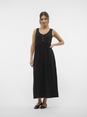 Mamalicious Black Maternity 100% Cotton Button Front Maxi Dress With Nursing Function - Image 3 of 5