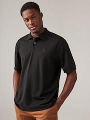 Black Relaxed Fit Short Sleeve Pique Polo Shirt - Image 1 of 7