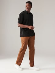 Black Relaxed Fit Short Sleeve Pique Polo Shirt - Image 2 of 7