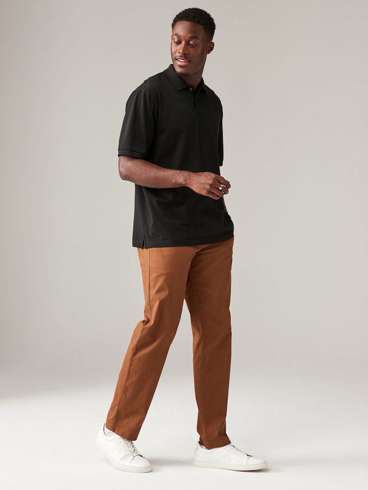 Black Relaxed Fit Short Sleeve Pique Polo Shirt - Image 2 of 7 Black Relaxed Fit Short Sleeve Pique Polo Shirt - Image 2 of 7
