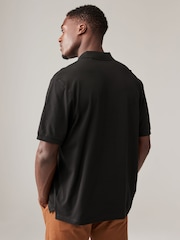 Black Relaxed Fit Short Sleeve Pique Polo Shirt - Image 3 of 7