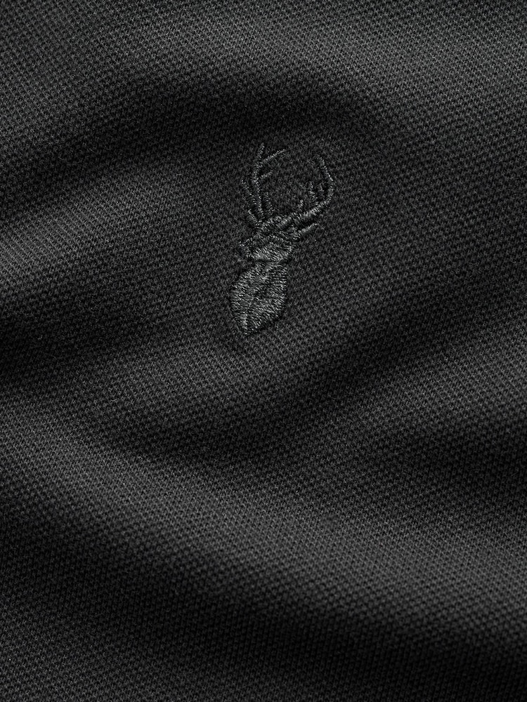 Black Relaxed Fit Short Sleeve Pique Polo Shirt - Image 7 of 7 Black Relaxed Fit Short Sleeve Pique Polo Shirt - Image 7 of 7