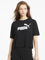 Puma Black Womens Essentials Logo Cropped 100% Cotton T-Shirt - Image 1 of 5