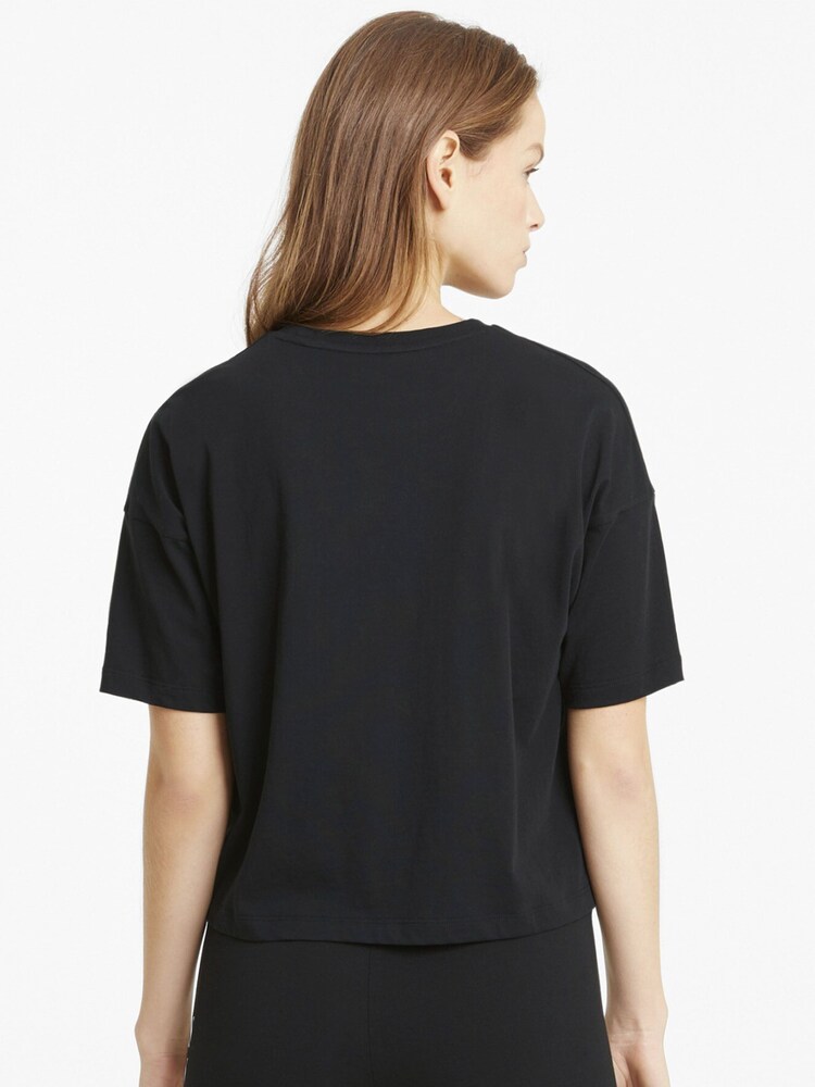 Puma Black Womens Essentials Logo Cropped 100% Cotton T-Shirt - Image 2 of 5