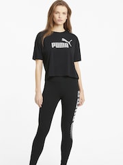 Puma Black Womens Essentials Logo Cropped 100% Cotton T-Shirt - Image 3 of 5