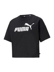 Puma Black Womens Essentials Logo Cropped 100% Cotton T-Shirt - Image 4 of 5