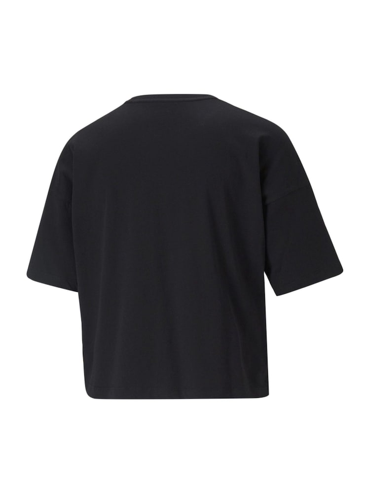 Puma Black Womens Essentials Logo Cropped 100% Cotton T-Shirt - Image 5 of 5