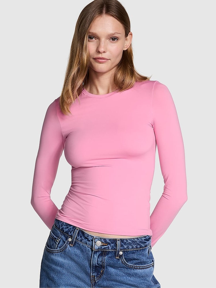 Victoria's Secret PINK Moonstone Pink Long Sleeve Soft Stretch T-Shirt - Image 1 of 3