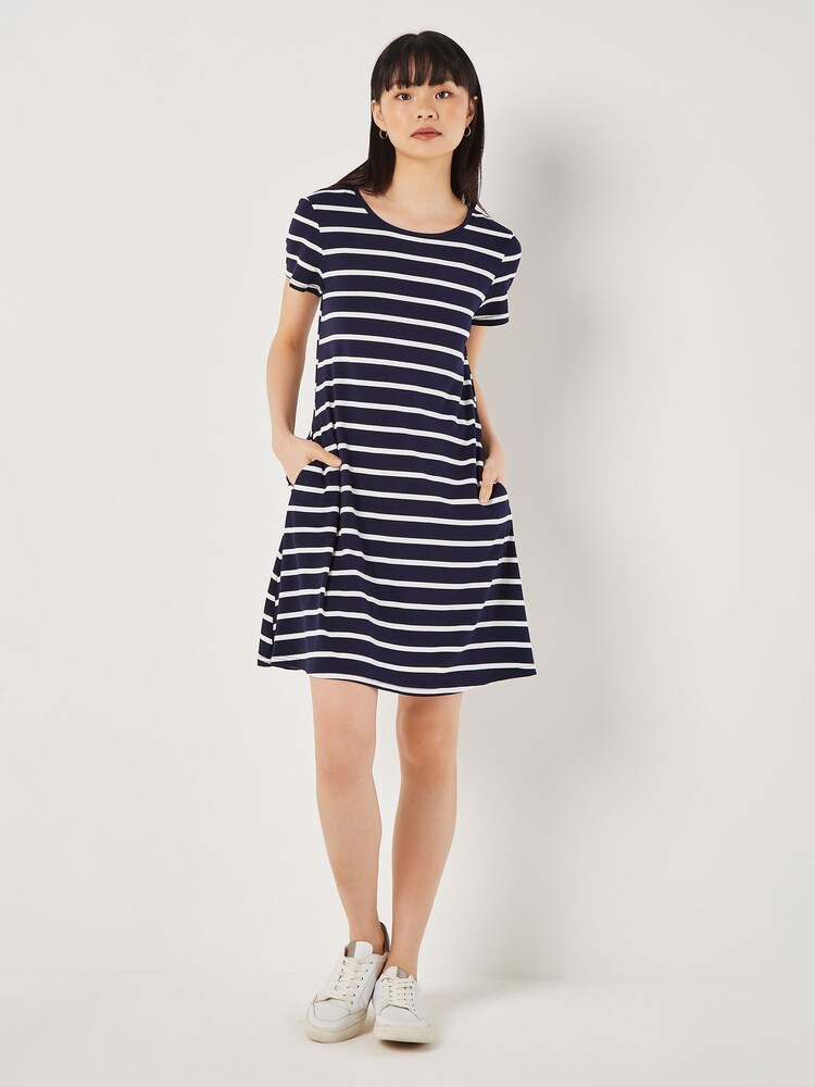 Apricot Blue Stripe Jersey Swing Dress - Image 1 of 4
