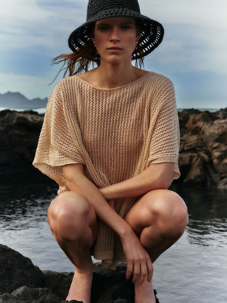 Jigsaw Cream 100% Linen Poncho - Image 1 of 7