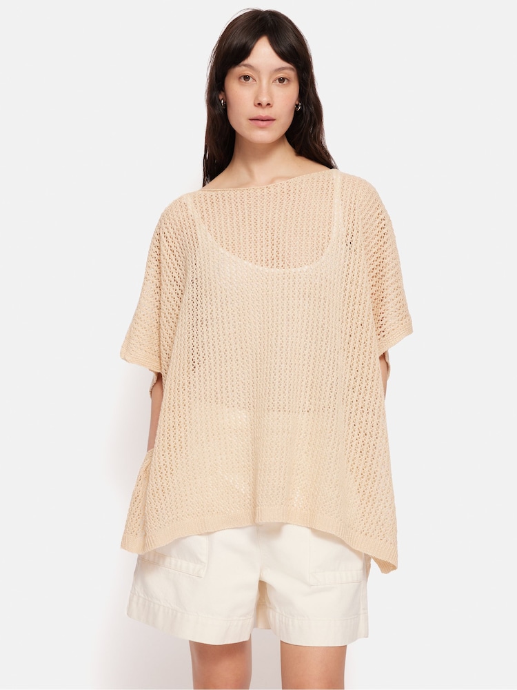 Jigsaw Cream 100% Linen Poncho - Image 2 of 7