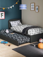 Simple Contemporary Charcoal Grey Kids Matson Trundle Upholstered Bed - Image 1 of 10
